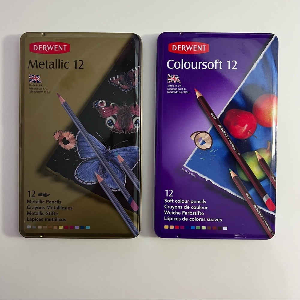 Derwent Coloursoft 12 Colored Pencils Metallic Pencils Drawing Coloring 4mm